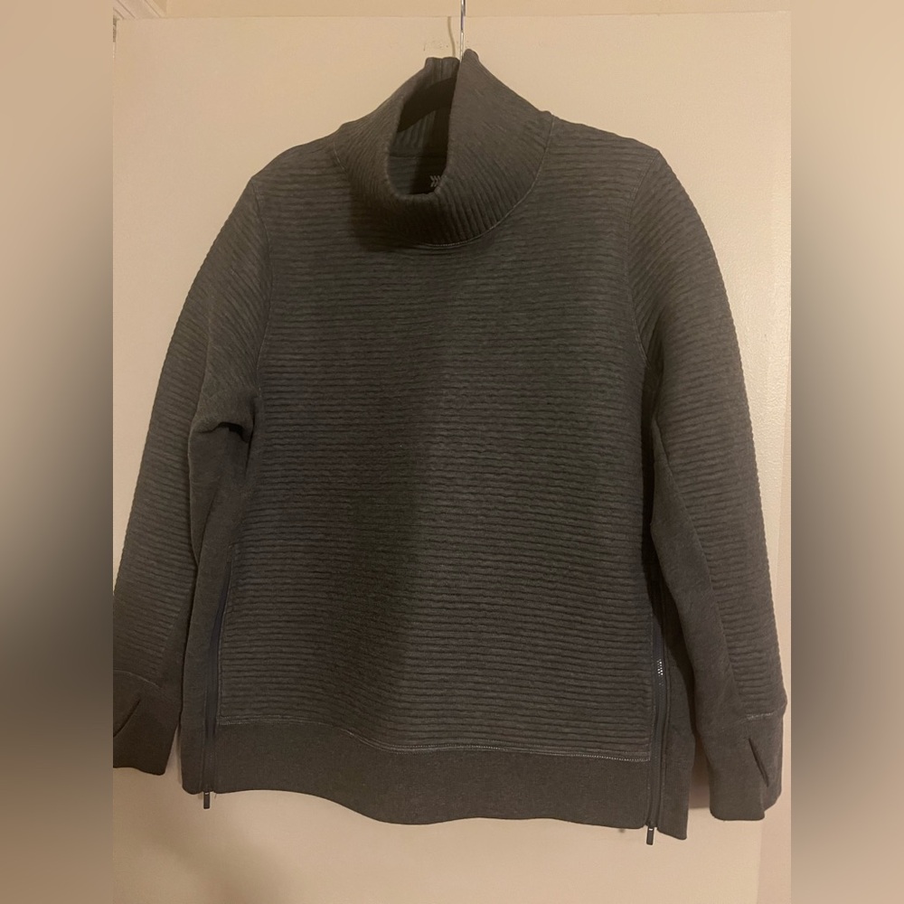 All in Motion Structured Gray Cowlneck Sweater/ with Ribbed Texture